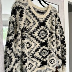 Nevada acrylic geometric fuzzy sweater, medium